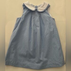 Jacadi Paris baby girls Blue and White Dress 100% cotton frill collar 24m 2t
